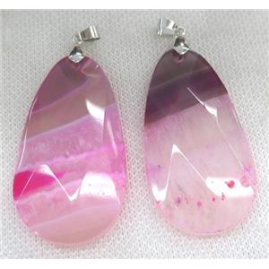 pink druzy agate pendant, faceted teardrop, approx 30-55mm [GMPDA6259]
