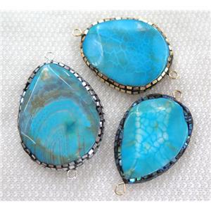 blue dragon veins agate connector paved foil, rhinestone, faceted freeform, approx 20-40mm [GMPDA6326]