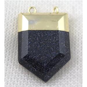 blue sandstone pendant, bullet, gold plated, approx 20-30mm [GMPDA6343]