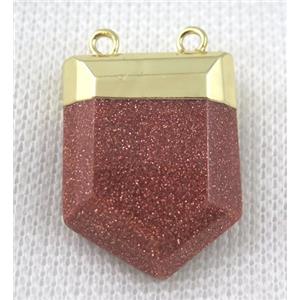 gold sandstone bullet pendant, gold plated, approx 20-30mm [GMPDA6344]