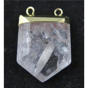 clear quartz pendant, bullet, gold plated, approx 20-30mm [GMPDA6346]