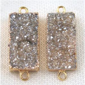 champagne druzy quartz connector, rectangle, gold plated, approx 15-30mm [GMPDA6348]