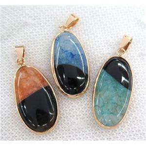 druzy agate oval pendant, mix color, gold plated, approx 15-30mm [GMPDA6387]