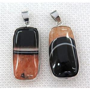 orange druzy agate pendant, rectangle, silver plated, approx 15-30mm [GMPDA6391]