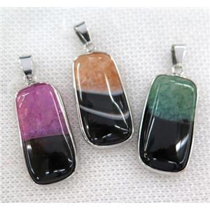 druzy agate pendant, mix color, rectangle, silver plated, approx 15-30mm [GMPDA6393]