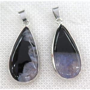 purple druzy agate pendant, teardrop, silver plated, approx 15-30mm [GMPDA6394]