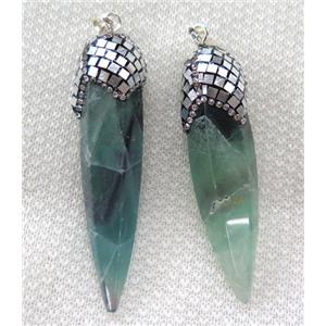 Fluorite bullet pendant paved silver foil, rhinestone, approx 15-65mm [GMPDA6405]