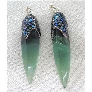 Fluorite bullet pendant pave abalone shell Foil, rhinestone, approx 15-65mm [GMPDA6406]