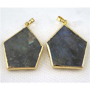 Labradorite pendant, gold plated, approx 28-33mm [GMPDA6425]
