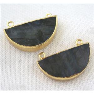 Labradorite pendant, moon shaped, gold plated, approx 15-30mm [GMPDA6428]