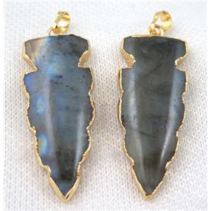 Labradorite arrowhead pendant, gold plated, approx 20-45mm [GMPDA6429]