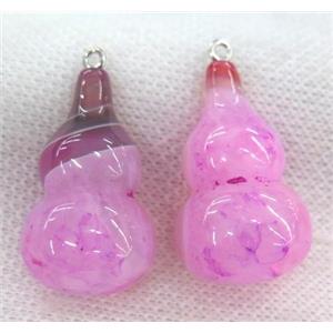 hotpink agate gourd pendant, approx 20-33mm [GMPDA6454]