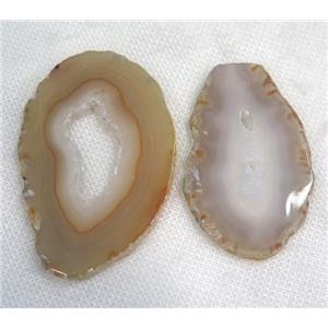 agate geode slice pendant without hole, freeform, gray, approx 20-70mm [GMPDA6456]