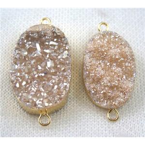 druzy quartz connector, champagne, freeform, gold plated, approx 20-30mm [GMPDA6464]