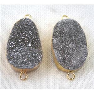 druzy quartz connector, platinum, freeform, gold plated, approx 20-30mm [GMPDA6466]