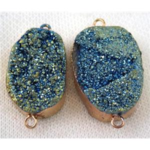 green druzy quartz connector, freeform, gold plated, approx 20-30mm [GMPDA6467]