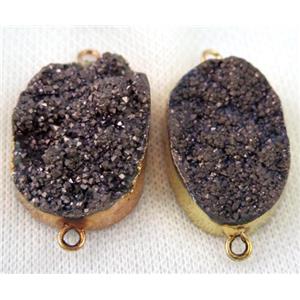 druzy quartz connector, blackCoffee, freeform, gold plated, approx 20-30mm [GMPDA6468]