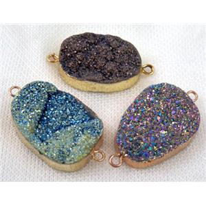 druzy quartz connector, mix color, freeform, gold plated, approx 20-30mm [GMPDA6470]