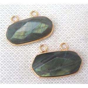 Labradorite pendant with 2loops, faceted oval, gold plated, approx 13-25mm [GMPDA6485]