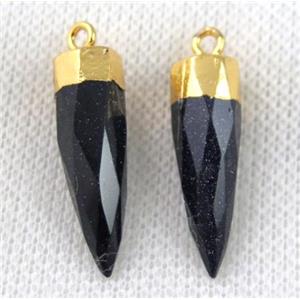 blue SandStone pendant, faceted bullet, gold plated, approx 8-28mm [GMPDA6488]