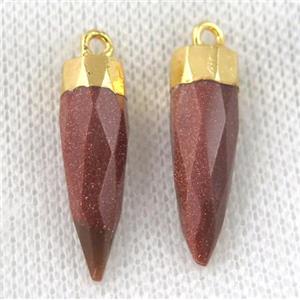 golden SandStone pendant, faceted bullet, gold plated, approx 8-28mm [GMPDA6489]