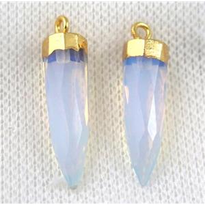 white opalite pendant, faceted bullet, gold plated, approx 8-28mm [GMPDA6490]