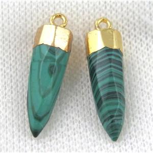 green Malachite pendant, faceted bullet, gold plated, approx 8-28mm [GMPDA6491]
