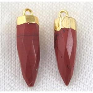 Red Jasper pendant, faceted bullet, gold plated, approx 8-28mm [GMPDA6492]