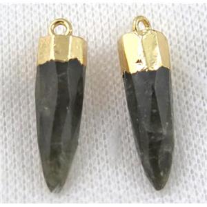 Labradorite pendant, faceted bullet, gold plated, approx 8-28mm [GMPDA6495]