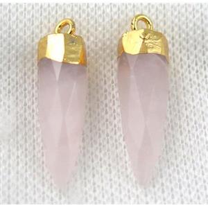 rose quartz pendant, faceted bullet, gold plated, approx 8-28mm [GMPDA6499]