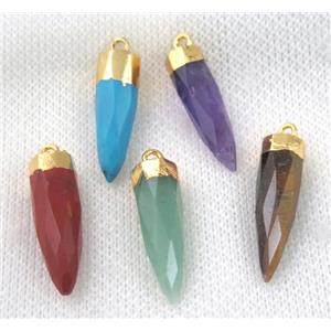 mix gemstone pendant, faceted bullet, gold plated, approx 8-28mm [GMPDA6501]