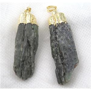 green kyanite stick pendant, gold plated, approx 15-60mm [GMPDA6503]