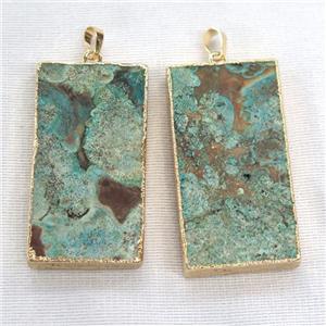 Ocean Jasper pendant, blue, faceted rectangle, gold plated, approx 35-55mm [GMPDA6505]
