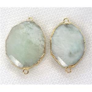 green sponge quartz connector, faceted freeform, gold plated, approx 15-30mm [GMPDA6512]