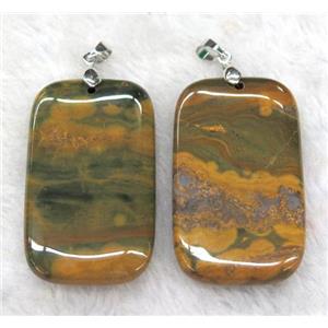 ocean jasper pendant, rectangle, yellow, approx 30-50mm [GMPDA6515]