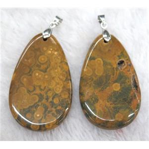 ocean jasper pendant, teardrop, yellow, approx 30-50mm [GMPDA6516]