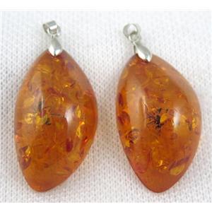 Amber pendant, freeform, orange, NR, approx 20-35mm [GMPDA6526]