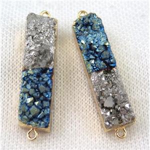 druzy quartz connector, rectangle, approx 10-45mm [GMPDA6529]