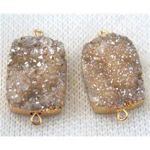 champagne druzy quartz connector, rectangle, gold plated, approx 15x20mm [GMPDA6657]