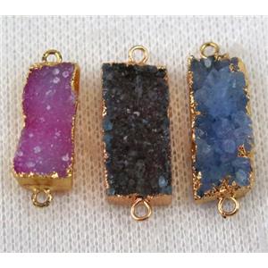 druzy agate connector, rectangle, gold plated, approx 10-30mm [GMPDA6665]