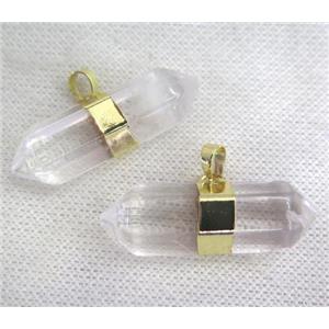 Clear Quartz bullet pendant, gold plated, approx 12-40mm [GMPDA6685]