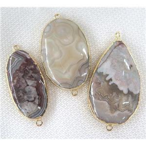 Mexico Crazy Agate connector, mix shaped, gold plated, approx 15-40mm [GMPDA6695]