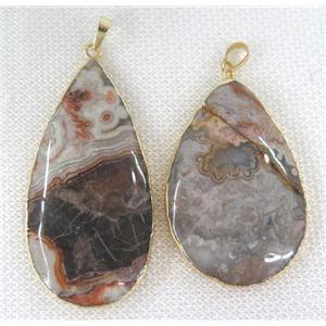 Mexico Crazy Agate teardrop pendant, gold plated, approx 20-60mm [GMPDA6697]