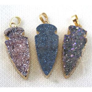 druzy quartz pendant, arrowhead, approx 15-40mm [GMPDA6719]