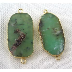 green Australian Chrysoprase conector, freeform, gold plated, approx 15-30mm [GMPDA6750]
