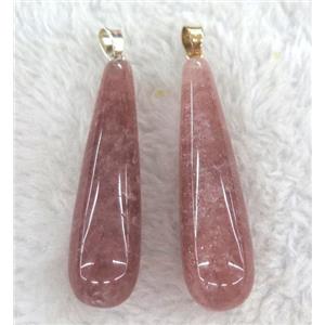 Strawberry Quartz pendant, teardrop, pink, approx 14-53mm [GMPDA6754]