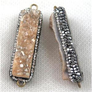 champagne Druzy Quartz connector paved rhinestone, rectangle, approx 12-45mm [GMPDA6792]