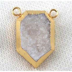 white druzy quartz pendant, gold plated, approx 20-30mm [GMPDA6798]
