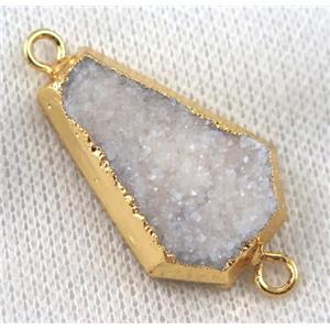 white druzy quartz connector, gold plated, approx 20-30mm [GMPDA6799]