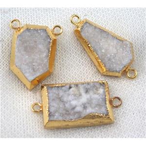 white druzy quartz connector, mix shaped, gold plated, approx 20-30mm [GMPDA6801]